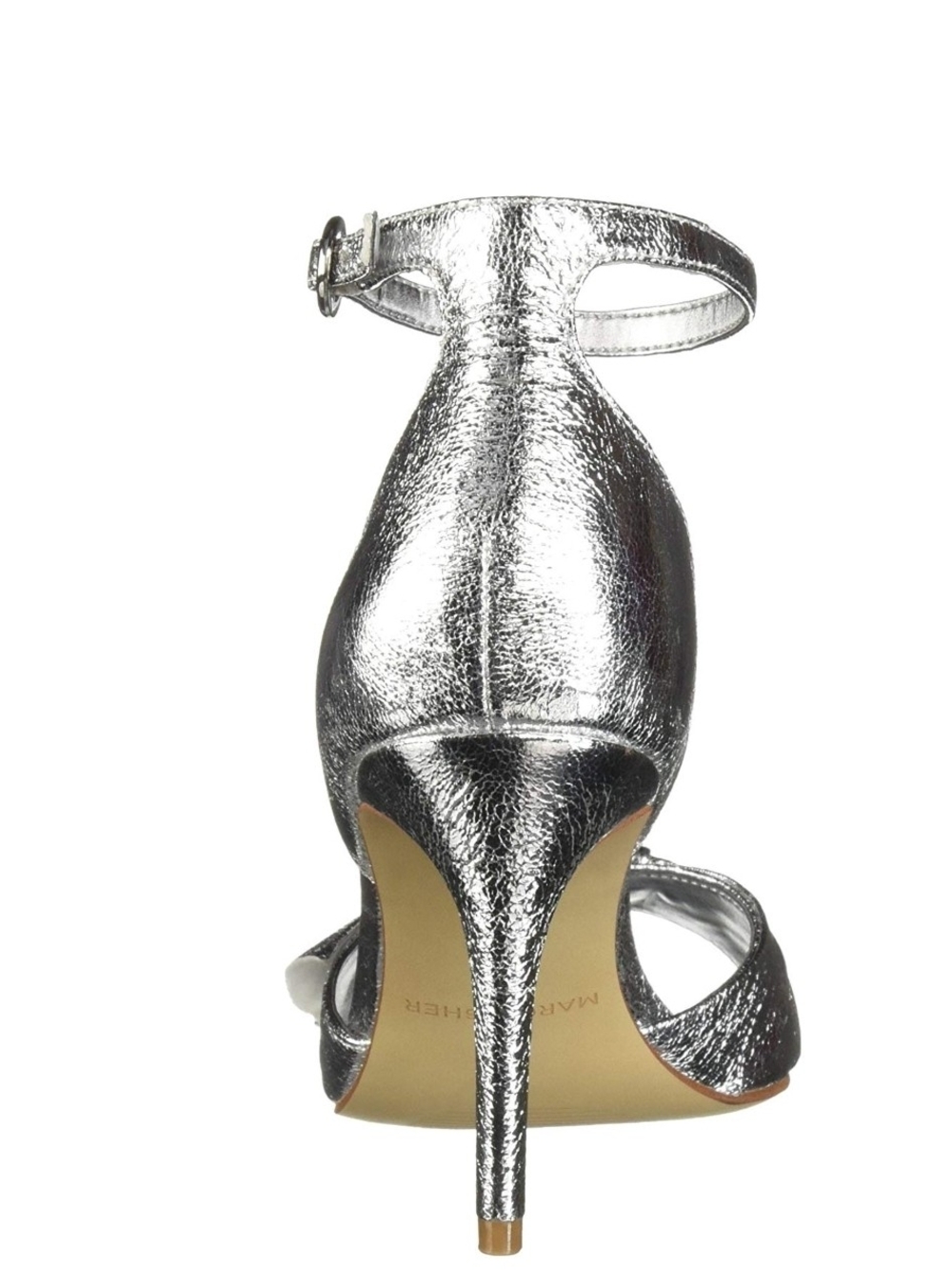 New Marc Fisher Silver Metallic Ankle-Strap Peep-Toe Heel - Picture 3 of 7